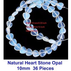 Opal Heart Shaped Beads   10mm  36 pieces